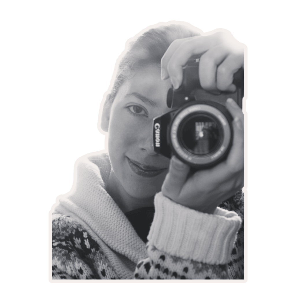 Self portrait with a camera black and white